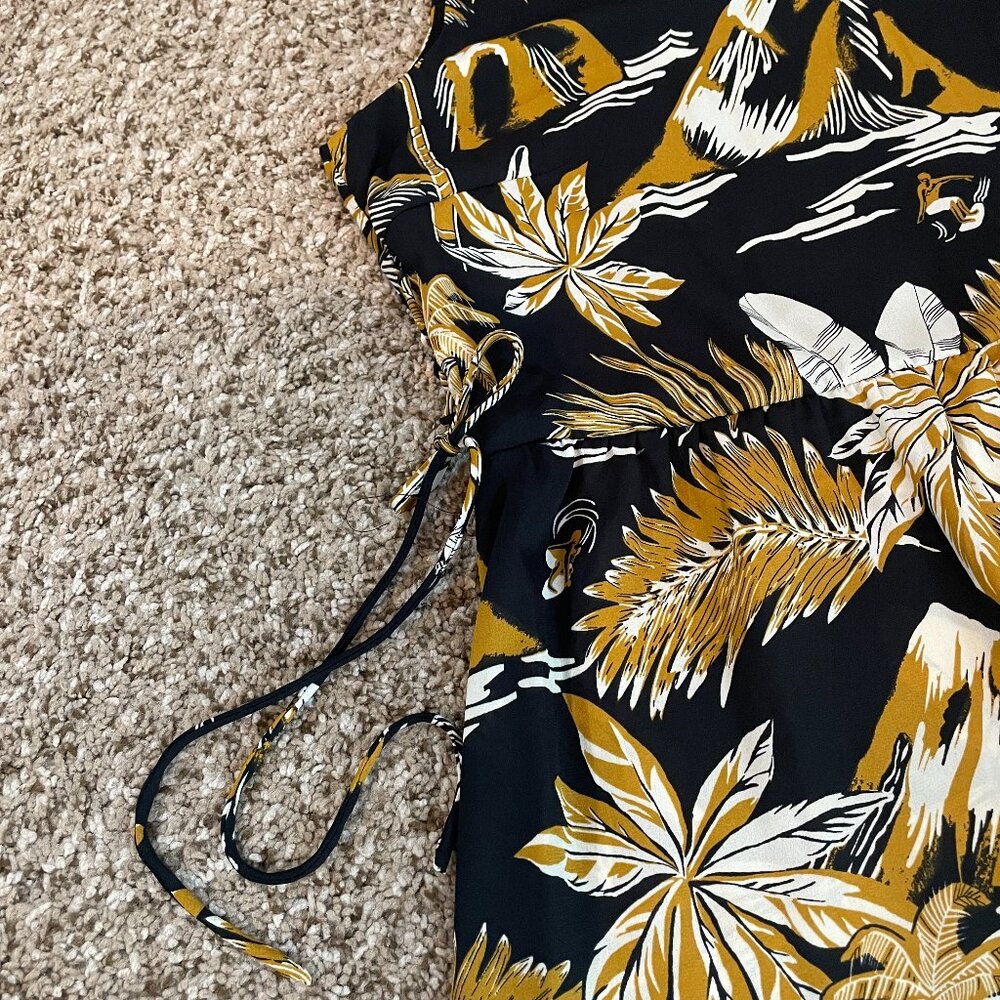 NWOT Size 14 H&M black white and golden yellow Hawaiian-print dress - Picture 5 of 15